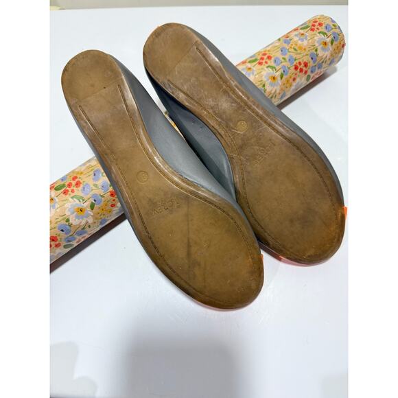 J. Crew Women's Anya Cap-Toe Ballet Flat Leather Grey Orange Size 8.5 - Picture 4 of 8